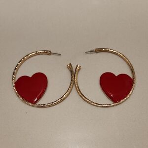 Gold Heart Hoop Earrings